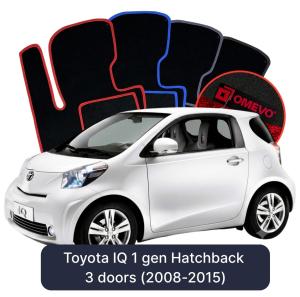OMEVO Velour Car Mats for Toyota IQ 1 gen Hatchback 3 doors (2008-2015)