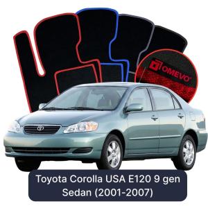 OMEVO Velour Car Mats for Toyota Corolla USA E120 9 gen Sedan (2001-2007)