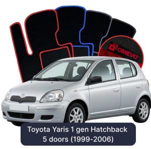 OMEVO Velour Car Mats for Toyota Yaris 1 gen Hatchback 5 doors (1999-2006)