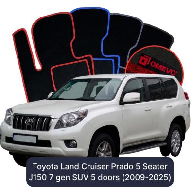 Velour car mats OMEVO for Toyota Land Cruiser Prado 5 Seater J150 7 gen SUV 5 doors (2009-2025)