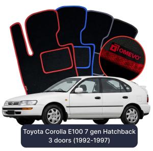 OMEVO Velour Car Mats for Toyota Corolla E100 7 gen Hatchback 3 doors (1992-1997)