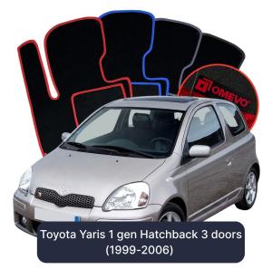OMEVO Velour Car Mats for Toyota Yaris 1 gen Hatchback 3 doors (1999-2006)