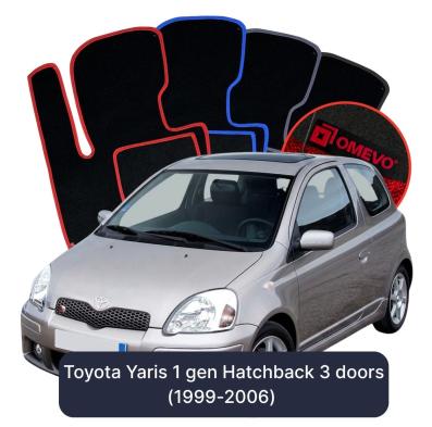 Velour car mats OMEVO for Toyota Yaris 1 gen Hatchback 3 doors (1999-2006)