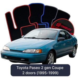 OMEVO Velour Car Mats for Toyota Paseo 2 gen Coupe 2 doors (1995-1999)