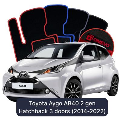 Velour car mats OMEVO for Toyota Aygo AB40 2 gen Hatchback 3 doors (2014–2022)
