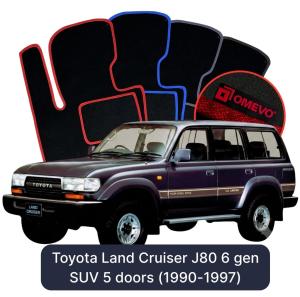 OMEVO Velour Car Mats for Toyota Land Cruiser J80 6 gen SUV 5 doors (1990-1997)