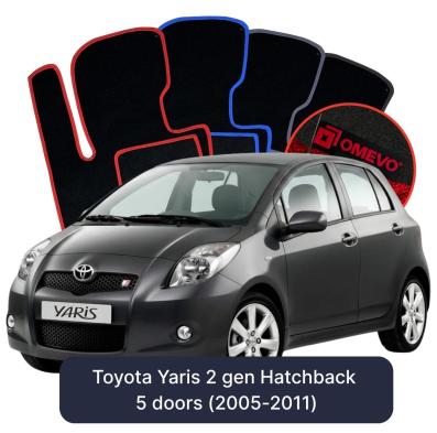 Velour car mats OMEVO for Toyota Yaris 2 gen Hatchback 5 doors (2005-2011)
