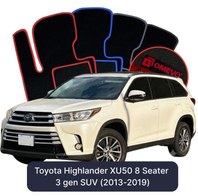 Velour car mats OMEVO for Toyota Highlander XU50 8 Seater 3 gen SUV (2013-2019)