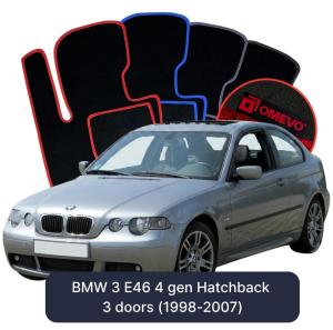 OMEVO Velour Car Mats for BMW 3 E46 4 gen Hatchback 3 doors (1998-2007)