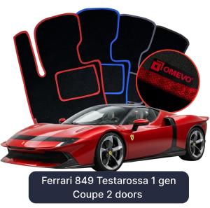 OMEVO Velour Car Mats for Ferrari 849 Testarossa 1 gen Coupe 2 doors (2025-2026)