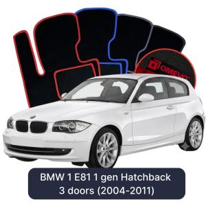 OMEVO Velour Car Mats for BMW 1 E81 1 gen Hatchback 3 doors (2004-2011)