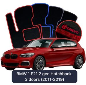 OMEVO Velour Car Mats for BMW 1 F21 2 gen Hatchback 3 doors (2011-2019)