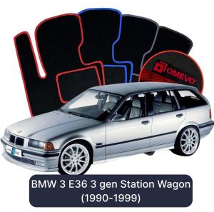 OMEVO Velour Car Mats for BMW 3 E36 3 gen Station Wagon (1990-1999)