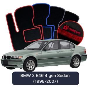 OMEVO Velour Car Mats for BMW 3 E46 4 gen Sedan (1998-2007)