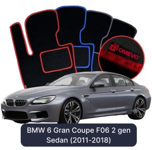 OMEVO Velour Car Mats for BMW 6 Gran Coupe F06 2 gen Sedan (2011-2018)