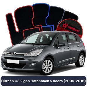 Velour car mats OMEVO for Citroën C3 2 gen Hatchback 5 doors (2009-2016)