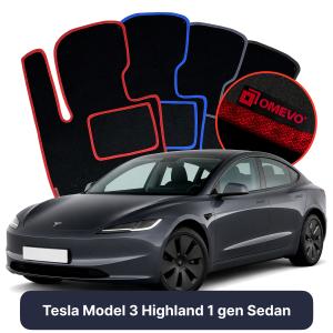 OMEVO Velour Car Mats for Tesla Model 3 Highland 1 gen Sedan (2022-2025)