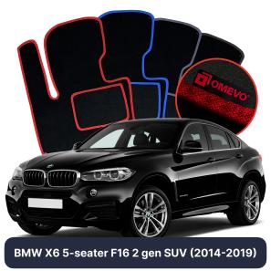 Velour car mats OMEVO for BMW X6 5 Seater F16 2 gen SUV (2014-2019)