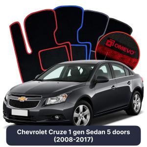 OMEVO Velour Car Mats for Chevrolet Cruze 1 gen Sedan 5 doors (2008-2017)