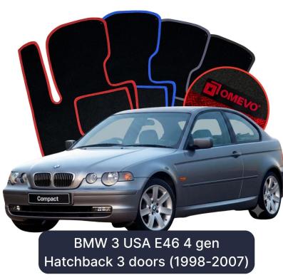 Velour car mats OMEVO for BMW 3 USA E46 4 gen Hatchback 3 doors (1998-2007)