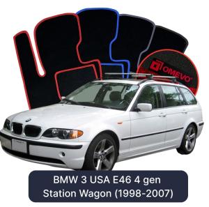 OMEVO Velour Car Mats for BMW 3 USA E46 4 gen Station Wagon (1998-2007)