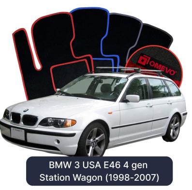 Velour car mats OMEVO for BMW 3 USA E46 4 gen Station Wagon (1998-2007)