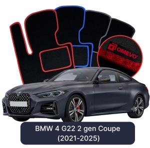 OMEVO Velour Car Mats for BMW 4 G22 2 gen Coupe (2021-2025)