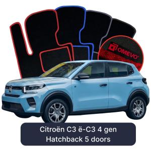 OMEVO Velour Car Mats for Citroën C3 ë-C3 4 gen Hatchback 5 doors (2024-2025)