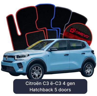 Velour car mats OMEVO for Citroën C3 ë-C3 4 gen Hatchback 5 doors (2024-2025)