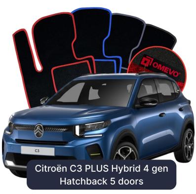 Velour car mats OMEVO for Citroën C3 PLUS Hybrid 4 gen Hatchback 5 doors (2024-2025)