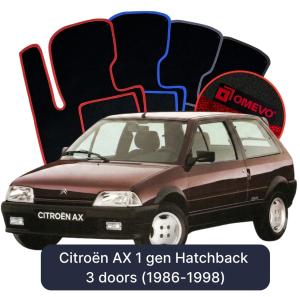 OMEVO Velour Car Mats for Citroën AX 1 gen Hatchback 3 doors (1986-1998)