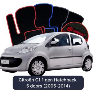 OMEVO Velour Car Mats for Citroën C1 1 gen Hatchback 5 doors (2005-2014)