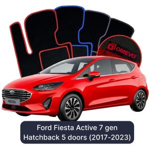 OMEVO Velour Car Mats for Ford Fiesta Active 7 gen Hatchback 5 doors (2017-2023)