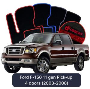 OMEVO Velour Car Mats for Ford F-150 11 gen Pick-up 4 doors (2003-2008)