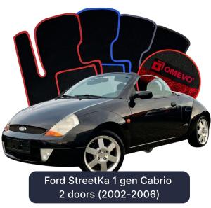 OMEVO Velour Car Mats for Ford StreetKa 1 gen Cabrio 2 doors (2002-2006)