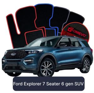 OMEVO Velour Car Mats for Ford Explorer 7 Seater 6 gen SUV (2019-2025)