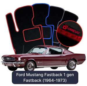 OMEVO Velour Car Mats for Ford Mustang Fastback 1 gen Fastback (1964-1973)