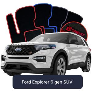 OMEVO Velour Car Mats for Ford Explorer 6 gen SUV (2019-2025)