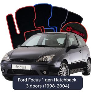 OMEVO Velour Car Mats for Ford Focus 1 Gen Hatchback 3 Doors (1998-2004)