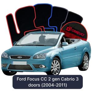 OMEVO Velour Car Mats for Ford Focus CC 2 gen Cabrio 3 doors (2004-2011)