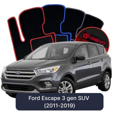 Velour car mats OMEVO for Ford Escape 3 gen SUV (2011-2019)