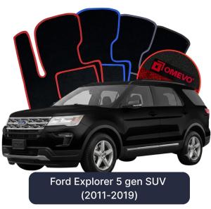OMEVO Velour Car Mats for Ford Explorer 5 gen SUV (2011-2019)