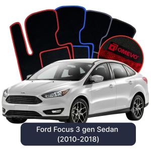 OMEVO Velour Car Mats for Ford Focus 3 gen Sedan (2010-2018)