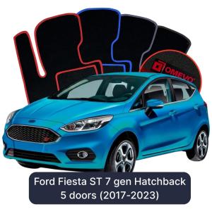 OMEVO Velour Car Mats for Ford Fiesta ST 7 gen Hatchback 5 doors (2017-2023)