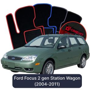 OMEVO Velour Car Mats for Ford Focus 2 gen Station Wagon (2004-2011)
