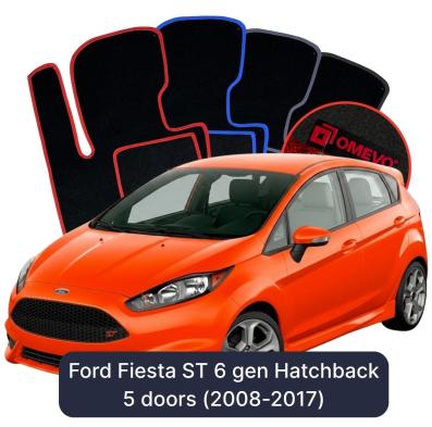 Velour car mats OMEVO for Ford Fiesta ST 6 gen Hatchback 5 doors (2008-2017)