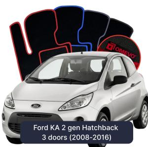 OMEVO Velour Car Mats for Ford KA 2 gen Hatchback 3 doors (2008-2016)