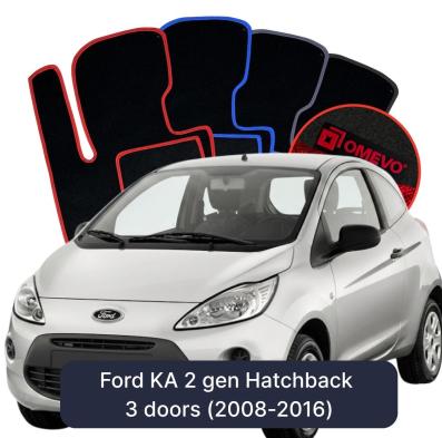 Velour car mats OMEVO for Ford KA 2 gen Hatchback 3 doors (2008-2016)