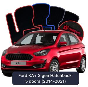 OMEVO Velour Car Mats for Ford KA+ 3 gen Hatchback 5 doors (2014-2021)