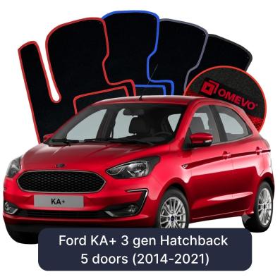 Velour car mats OMEVO for Ford KA+ 3 gen Hatchback 5 doors (2014-2021)